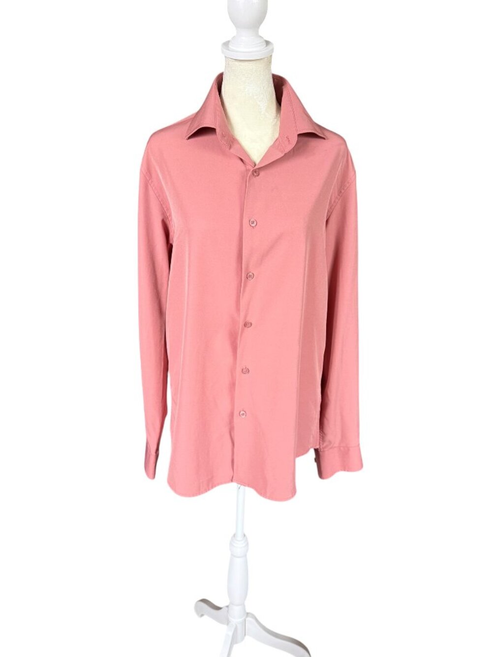 HI-TIE women's dusty rose long sleeve collared button down shirt women's size M